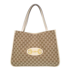 Gucci Horsebit 1955 GG Canvas Tote White